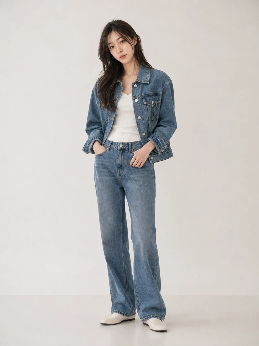 송혜림 - 데님 셋업 피팅 룩